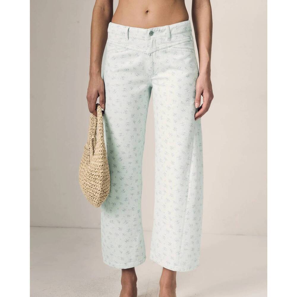 NEW LE JEAN selena crop jeans in minty floral